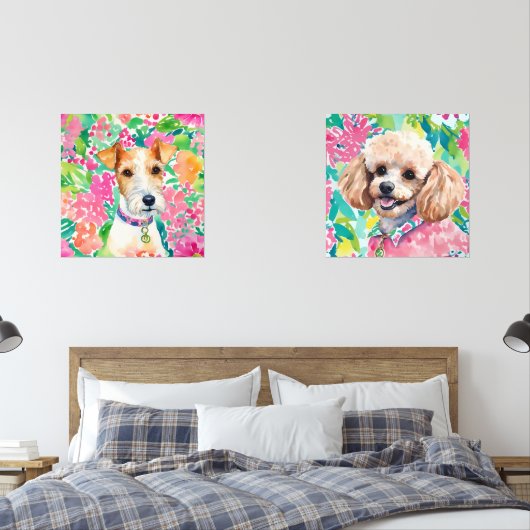 Preppy Palm Beach Dog Portraits Bilderwand Sets (Schlafzimmer)