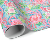 Preppy Palm Beach Floral Crabs Muster Geschenkpapier (Rolleneckpunkt)