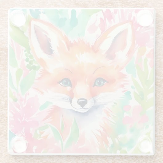 Preppy Palm Beach Fox in Blume Glasuntersetzer (Rückseite)