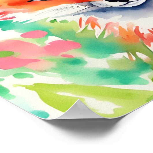 Preppy Palm Beach Fox in Blume Poster (Ecke)