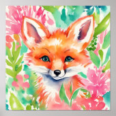 Preppy Palm Beach Fox in Blume Poster (Vorne)