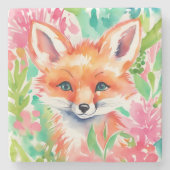 Preppy Palm Beach Fox in Blume Steinuntersetzer (Vorderseite)