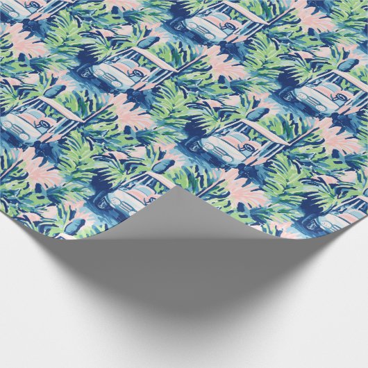 Preppy Palm Beach Golf Carts Geschenkpapier (Ecke)