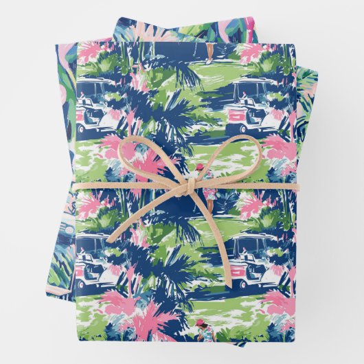 Preppy Palm Beach Golf Geschenkpapier Set (Beispiel)