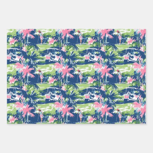 Preppy Palm Beach Golf Geschenkpapier Set (Vorderseite)
