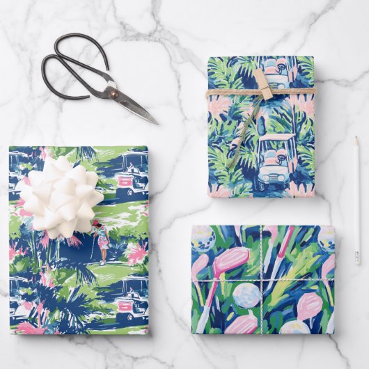 Preppy Palm Beach Golf Geschenkpapier Set (Vorderseite)