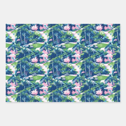Preppy Palm Beach Golf Geschenkpapier Set (Vorderseite)