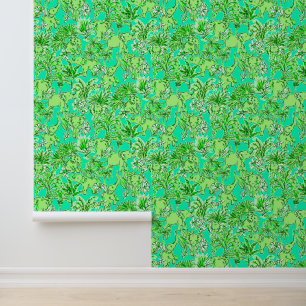 Preppy Palm Beach Green Elefanten Tapete