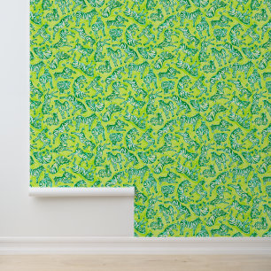 Preppy Palm Beach Green Zebras Tapete