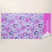 Preppy Palm Beach Lavender Lions Personalisiert Strandtuch (Vorderseite)