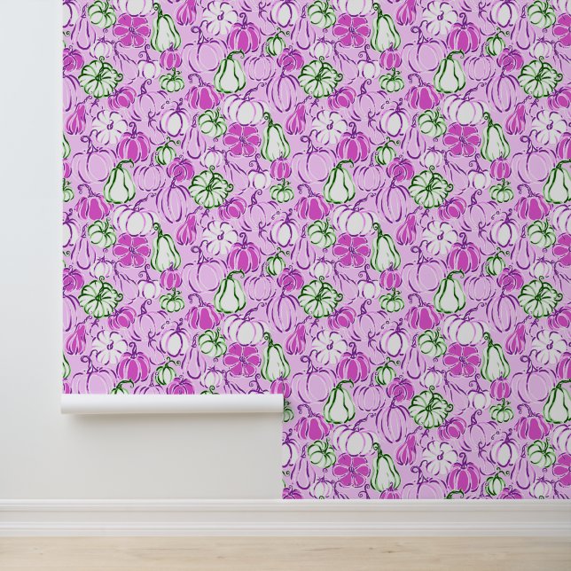 Preppy Palm Beach Lavender Pumpkins Tapete (Anwendung)