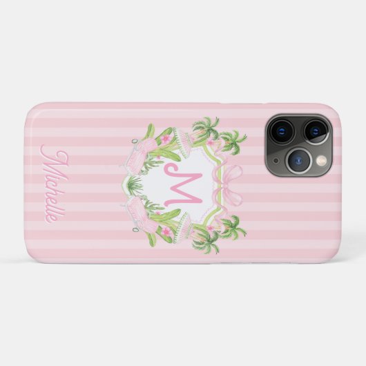 Preppy Palm Beach Monogram Crest Case-Mate iPhone Hülle (Rückseite (Horizontal))