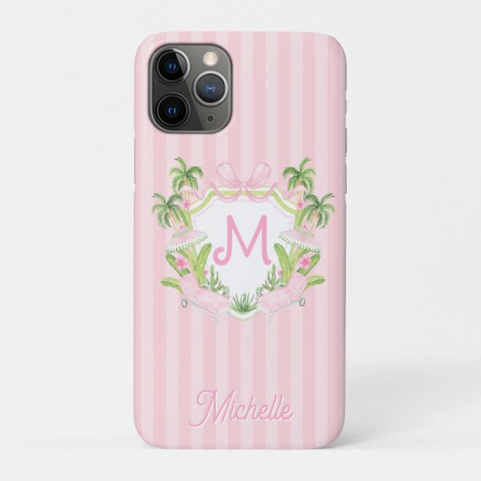 Preppy Palm Beach Monogram Crest Case-Mate iPhone Hülle (Rückseite)