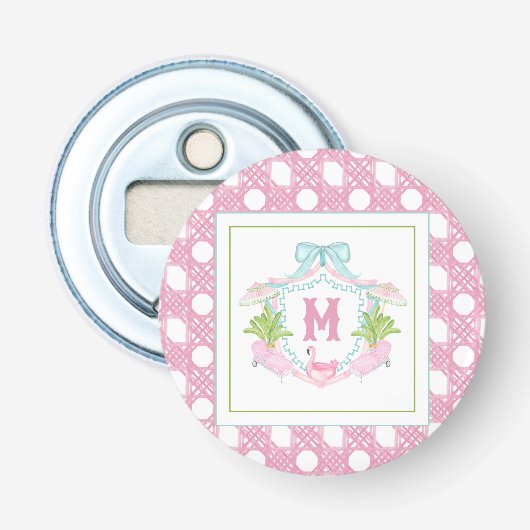 Preppy Palm Beach Monogram Crest Flaschenöffner (Vorderseite)