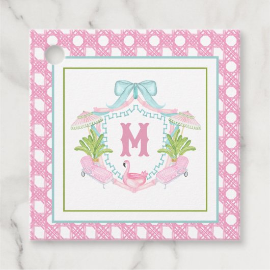 Preppy Palm Beach Monogram Crest Geschenkanhänger (Vorderseite)