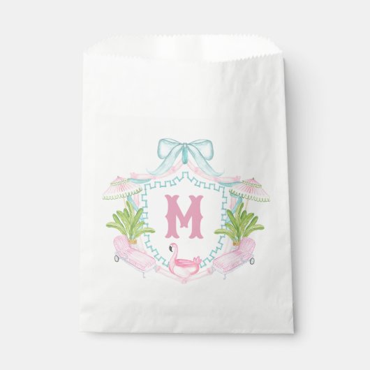 Preppy Palm Beach Monogram Crest Geschenktütchen (Vorderseite)