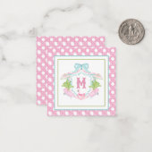 Preppy Palm Beach Monogram Crest Mitteilungskarte (Vorderseite/Rückseite Beispiel)