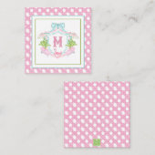 Preppy Palm Beach Monogram Crest Mitteilungskarte (Vorne/Hinten)