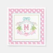 Preppy Palm Beach Monogram Crest Serviette (Vorderseite)