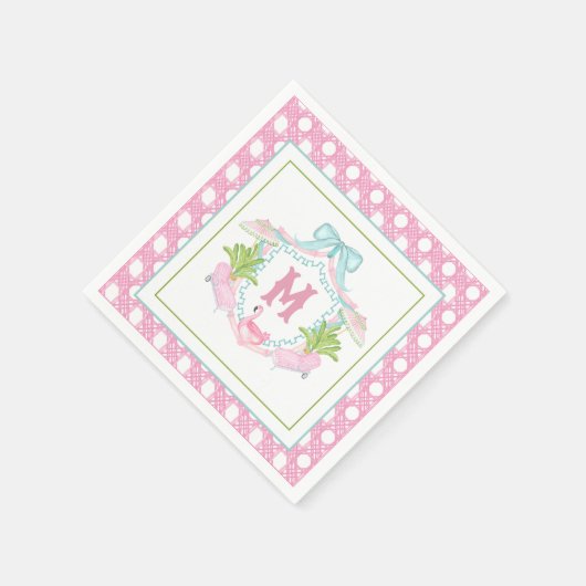 Preppy Palm Beach Monogram Crest Serviette (Ecke)