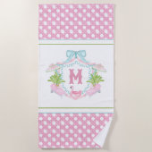 Preppy Palm Beach Monogram Crest Strandtuch (Vorderseite)