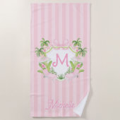 Preppy Palm Beach Monogram Crest Strandtuch (Vorderseite)