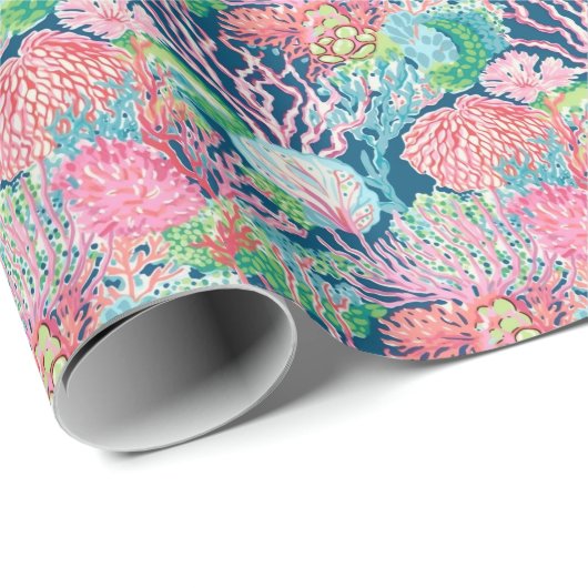 Preppy Palm Beach Ocean Corean Muster Geschenkpapier (Rolleneckpunkt)