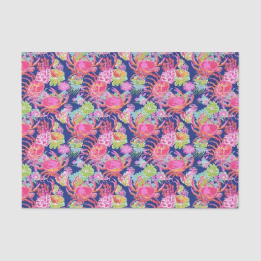 Preppy Palm Beach Ocean Crabs Muster Seidenpapier (Vorderseite)