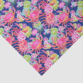 Preppy Palm Beach Ocean Crabs Muster Seidenpapier (Ausschnitt)
