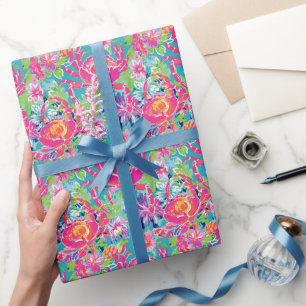 Preppy Palm Beach Ocean Floral Crabs Muster Geschenkpapier