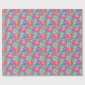 Preppy Palm Beach Ocean Floral Crabs Muster Geschenkpapier (Flach)