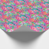 Preppy Palm Beach Ocean Floral Crabs Muster Geschenkpapier (Ecke)