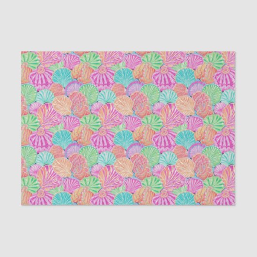 Preppy Palm Beach Ocean Muschel Muster Seidenpapier (Vorderseite)