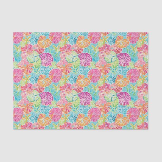 Preppy Palm Beach Ocean Muschel Muster Seidenpapier (Vorderseite)