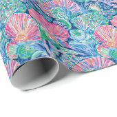 Preppy Palm Beach Ocean Muscheln Muster Geschenkpapier (Rolleneckpunkt)