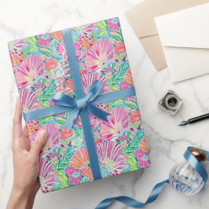 Preppy Palm Beach Ocean Muscheln Muster Geschenkpapier