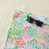 Preppy Palm Beach Pink Charleston Personalisiert Strandtuch (Beispiel)