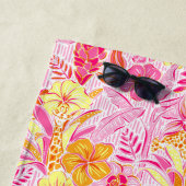 Preppy Palm Beach Pink Giraffen Personalisiert Strandtuch (Beispiel)