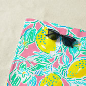 Preppy Palm Beach Pink Lemons Personalisiert Strandtuch (Beispiel)