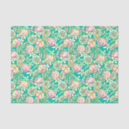 Preppy Palm Beach Print Aquamarin und rosa Orange Seidenpapier