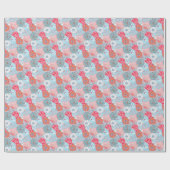 Preppy Palm Beach Print, Aquamarine und rote Blume Geschenkpapier (Flach)