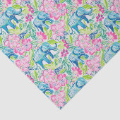 Preppy Palm Beach Print Blue and Pink Elefanten Seidenpapier (Ausschnitt)
