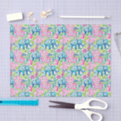 Preppy Palm Beach Print Blue and Pink Elefanten Seidenpapier (Handwerk)