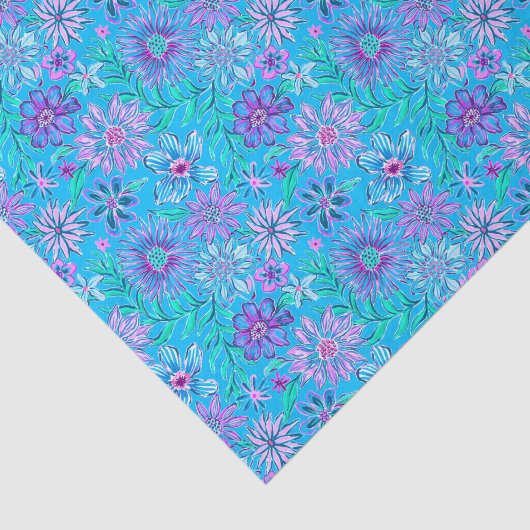 Preppy Palm Beach Print Blue Flowers Seidenpapier (Ausschnitt)