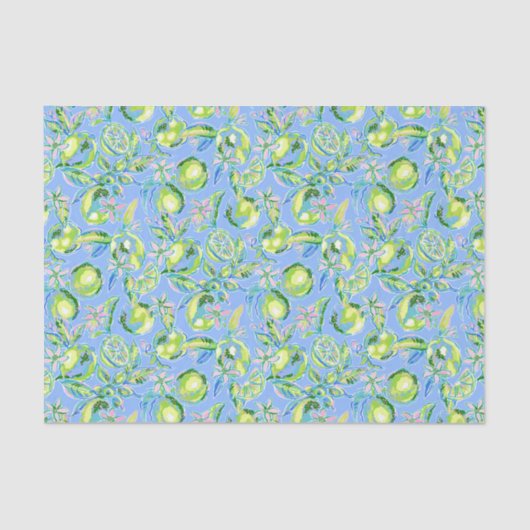 Preppy Palm Beach Print Blue und Green Limes Seidenpapier (Vorderseite)