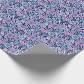 Preppy Palm Beach Print Blue und Pink Blume Geschenkpapier (Ecke)