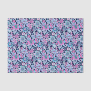 Preppy Palm Beach Print Blue und Pink Blume Seidenpapier