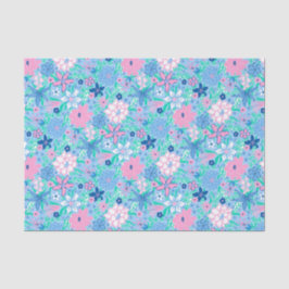 Preppy Palm Beach Print Blue und Pink Blume Seidenpapier