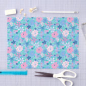 Preppy Palm Beach Print Blue und Pink Blume Seidenpapier (Handwerk)