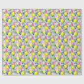 Preppy Palm Beach Print Blue und Yellow Lemons Geschenkpapier (Flach)